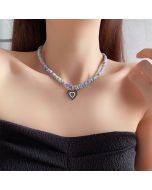 Candy-colored heart pendant necklace