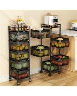 Square rotating vegetable basket shelf kitchen vegetables floor household multi-layer fruits and vegetables can be moved multifunctional storage