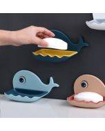 Wall Mounted Soap Dish for Bathroom Shower Portable Whale Soap Holder Plastic Sponge Tray for Kitchen Bathroom Accessories