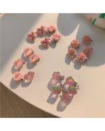 2023 new fashion temperament girl bow pink camellia peach clip headdress for women