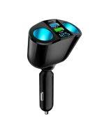 New dual USB type-C car charger with digital display QC3.0 fast charging multi-function cigarette lighter to expand car charger