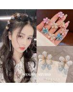 Hot Sale Hair Accessories Women Graceful Pearl Mini Hair Claws Fashion Metal Crystal Flower Hair Claw Clips for Girls