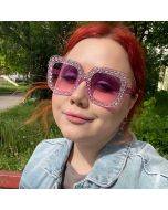 Oversized Square Diamonds Children Sun Glasses Cute Gradient Pink Rhinestones Kids Sunglasses