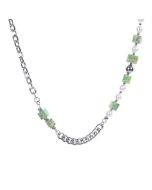 Green beaded titanium steel necklace collarbone chain