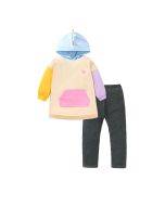 Little maven autumn new small and medium children's sweater suit European and American color matching hooded children's pants suit