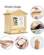 Pet memorial urn with picture frame Wooden funeral urn for cats and dogs