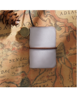 Ultra Small Mini TN Handbook Handmade Notebook Cowhide Leather Book Carry-on Travel Diary (Matte Wax Leather Curry)