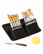 15 PCS/Set Oil Painting Pen Set + Tarpaulin Bag With Spatula Sponge(Pearl White Rod)