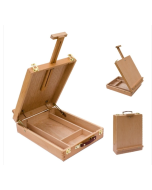Round Corner Portable Oil Painting Case Multi-Purpose Painting Easel (Original Wooden Color)