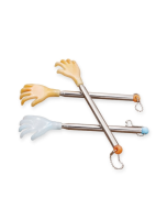 10 PCS Four-section Retractable Stainless Steel Manual Tickler(Random Color Delivery)