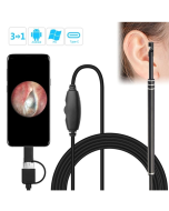 i96 3 in 1 USB Ear Scope Inspection HD 0.3MP Camera Visual Ear Spoon for OTG Android Phones & PC & MacBook, 1.85m Length Cable(Black)
