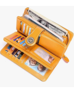 Women's Credit Card Wallet with Zipper Pocket Large Capacity RFID Blocking Luxury Genuine Leather Card Organizer