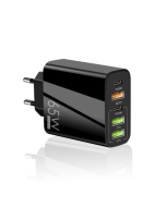 F002 65W 5-Port USB PD Charger 3USB-A+2USB-C PD QC3.0 Fast Charging Wall Charger Adapter EU Plug for iPhone 12 13 14 14 Pro for Samsung Galaxy S23 for Redmi K60 for Oppo Reno9