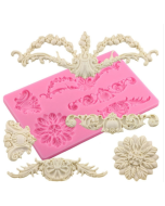 CF394 cake border floral fondant silicone mold