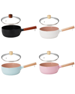 20cm non-stick pot for cooking instant noodles with lid, baby food supplement flat pot, medical stone small milk pot
