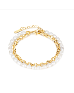 Double Layer Stainless Steel Pearl Bracelet