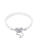 Pearl Jewelry Stainless Steel Magnetic Heart Bracelet (Steel Color)
