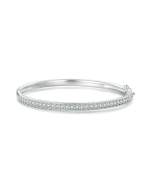 Sterling Silver S925 White Gold-Plated Cubic Zirconia Full-Set Sparkling Bangle