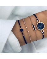5-in-1 Custom Compass Hexagonal Bracelet with Diamond-Encrusted Heart Bead Pendant Accessory