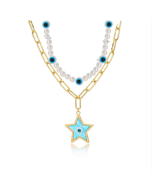 Double Layer Five-Star Eye Design Women's Elegant Necklace Choker