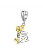 S925 Sterling Silver Invitation Card Style Pendant Accessory for DIY Beaded Bracelet