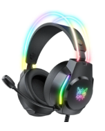 ONIKUMA X26 Gaming Headset Wired Headphones 50mm Driver Unit Stereo Surround Sound RGB Light Flexible Microphone Earphone Wired Headphone - Black