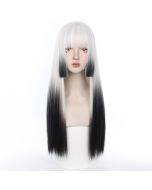 Long straight wig with bangs natural full head wig