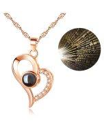 100 Languages I Love You Projection Girl Pendant Necklace Jewelry