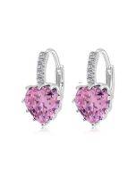 925 sterling silver cute heart-shaped cubic zirconia earrings