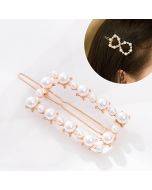 Geometrically irregular pearl hair clip for women's exquisite hair accessories (rectangular)