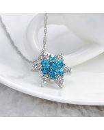 Charming Retro Crystal Snowflake Zircon Silver Necklace Women's Pendant Jewelry Gift