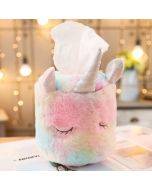 Plush Fabric Rainbow Unicorn Tissue Box(Cylinder)