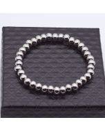 Silver stainless steel round bead bracelet (6mm)