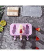 Cute cartoon silicone ice cream popsicle mold with lid&ice cream stick, style: snowman style, color randomly shipped