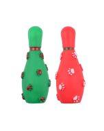 4-piece Christmas pet footprint bowling ball sound toy for sale, dog bite resistant enamel toy, size: 14.5x6cm