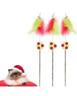 3 pieces of steel wire feather long rod cat teaser stick for sale