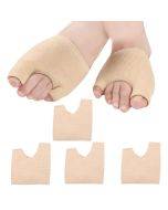 1 pair sold, threaded U-shaped forefoot pads, bunion corrector socks, size: S (skin color)