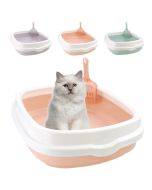 Semi enclosed cat litter box, cat toilet with cat litter shovel