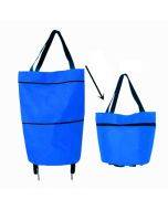 Portable Shopping Cart Foldable Tote With Wheels(Blue)