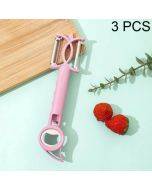 3 PCS 7 In 1 Multifunctional Peeling Bottle Opener Peeler Grater Can Opener(Purple)
