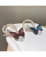 Water Diamond Butterfly Pan Hair Clip Embroidered Horsetail Hair Buckle