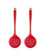 2pcs Non-stick High Temperature Resistant Silicone Cookware, Style: Leak Spoon(Red)