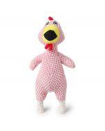 Screaming chicken gnaws and grinds teeth pet plush toy (pink)