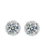 925 Silver Ear Needle Crown Earrings (50 point Mosang Diamond Platinum)