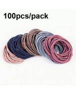 100pcs/pack Stretchy Hair Accessories Nylon Hair Ring Hair Rope Rubber Band Headband(Mixed Color)