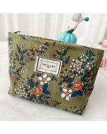 Retro Corduroy Makeup Bag Flower Travel Portable Wash Bag