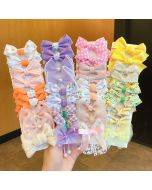 10pcs /Set Big Bow Flower Elastic Hairbands Children Girls Sweet Hair Ties, Style: Cherry Series