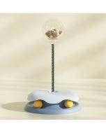 Teasing Cats Toy Turntable With Spring Leaky Food Ball Pet Cats Play Tray(Blue)