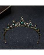 Vintage Small Baroque Green Crystal Tiaras Crowns for Women Girls Bride Wedding Hair Jewelry Accessories as show