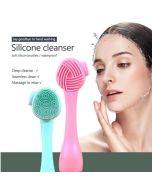 Sold in packs of 7 Handheld Silicone Facial Cleansing Brush Mask Brush Pink & White Dual Head Knife Type